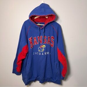 Kansas Jayhawks Hoodie Men’s 4XL Blue Red Embroidered Pullover Sweatshirt NCAA